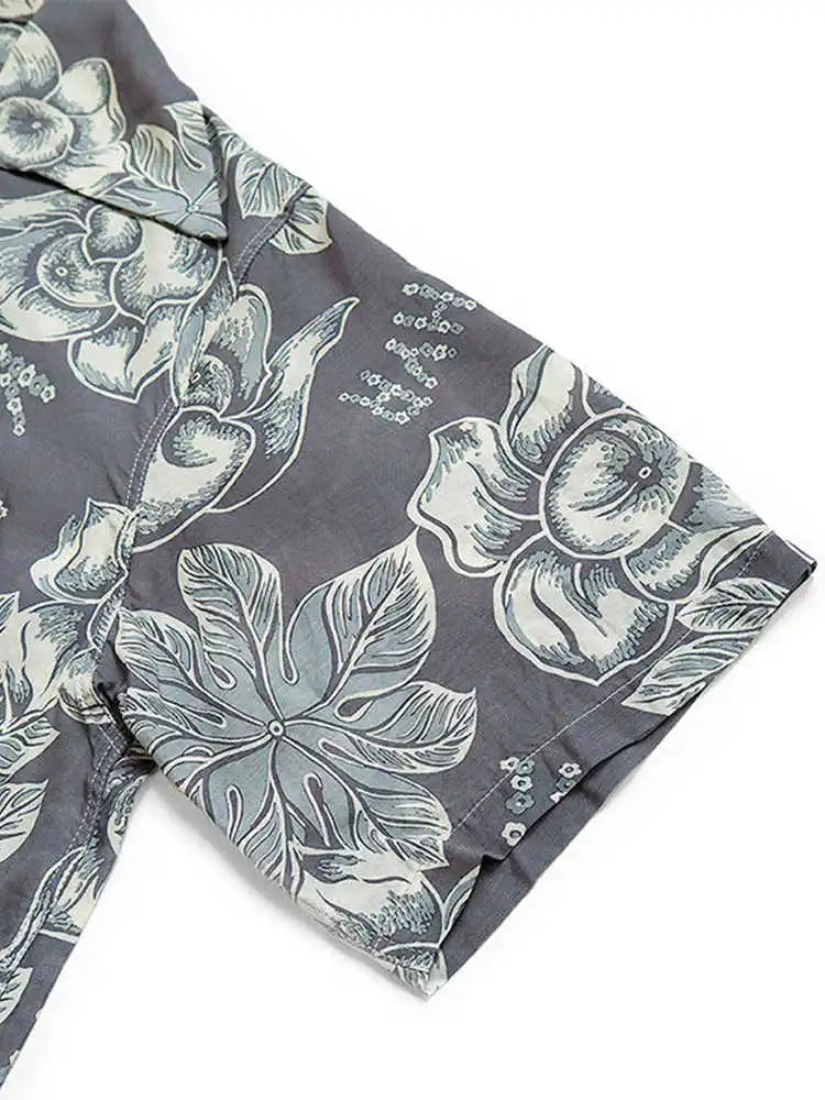 KAPITAL Hirata Kazuhiro Unisex Japanese Retro Casual Loose Letter Flower Print Short-Sleeve Shirt for Men and Women