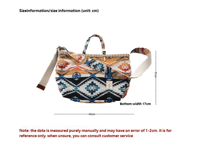 Japanese Retro Horner Ethnic Style Coarse Canvas Bag Crossbody Single Shoulder Handbag