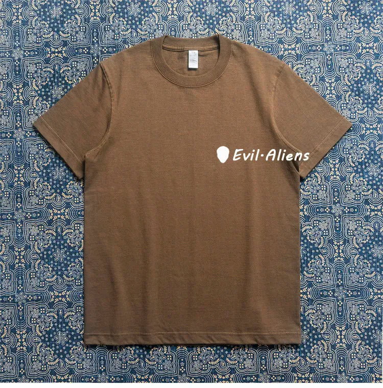 Amikaji Round Neck Men's T-shirt Seamless Pure Cotton Short Sleeved Base Tees