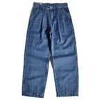 American Retro Amikaji Loose Straight Leg Japanese Double Pleated Tapered Wide Leg Jeans Casual Pants
