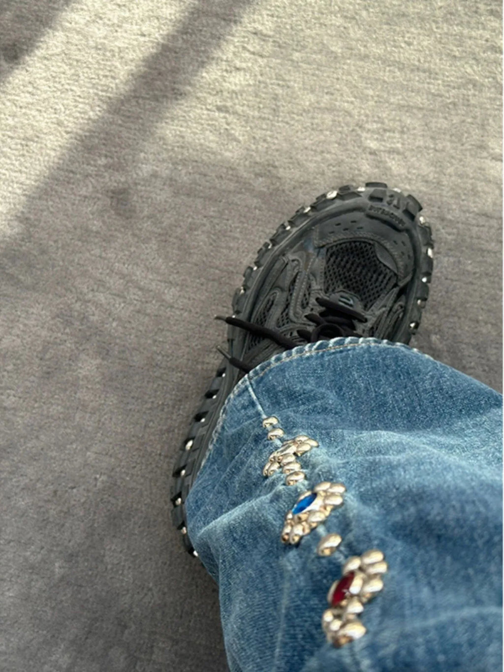 Heavy Industry Retro Nail Bead Jeans American Street Straight Leg Wide Leg Pants for Women and Men