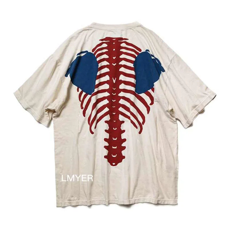 New Arrival KAPITAL Bone Hot Selling Skeleton Loose Short Sleeved Oversized T-Shirts for Men and Women