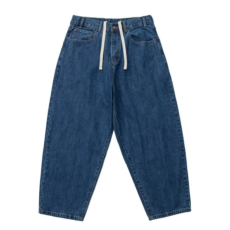 Japanese Retro Washed Distressed Tapered Jeans Men's and Women's Loose Harem Pants Lantern Flared Pants