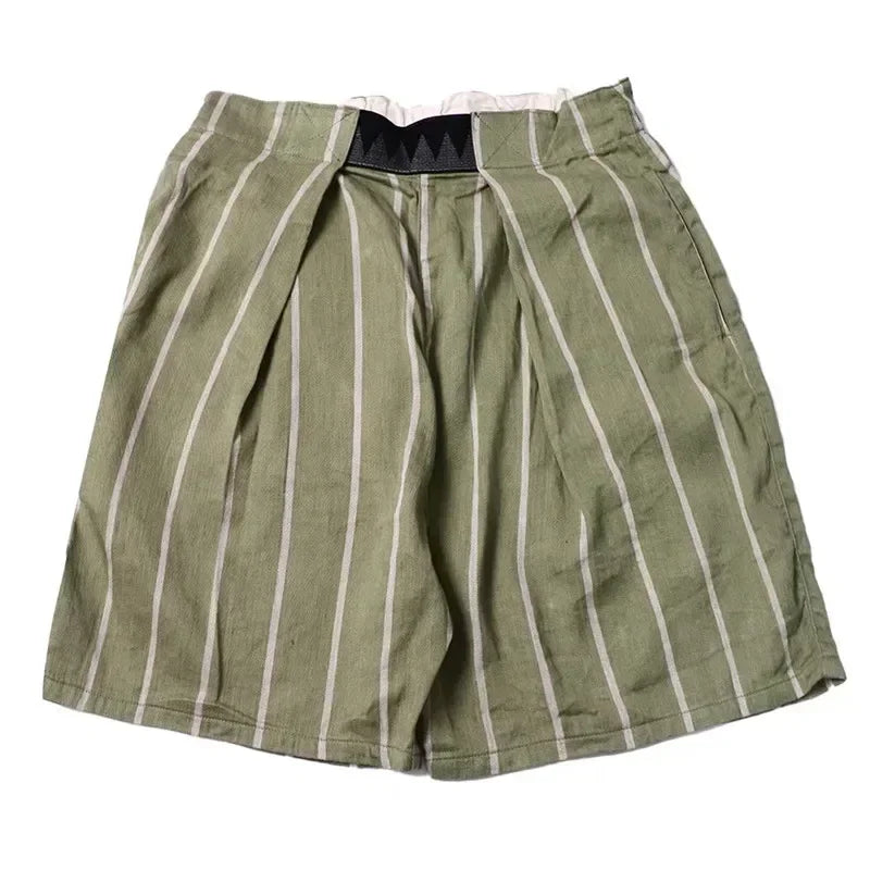 21SS KAPITAL Hirata Hiroshi Japanese Retro Trendy Cotton and Hemp Adjustable Elastic Casual Shorts Two Colors