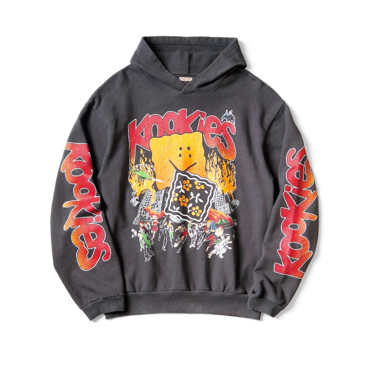 25AW KAPITAL Hirata Kazuhiro Vintage Cotton and Velvet Washed Water Used Fun Printed Hoodie for Men
