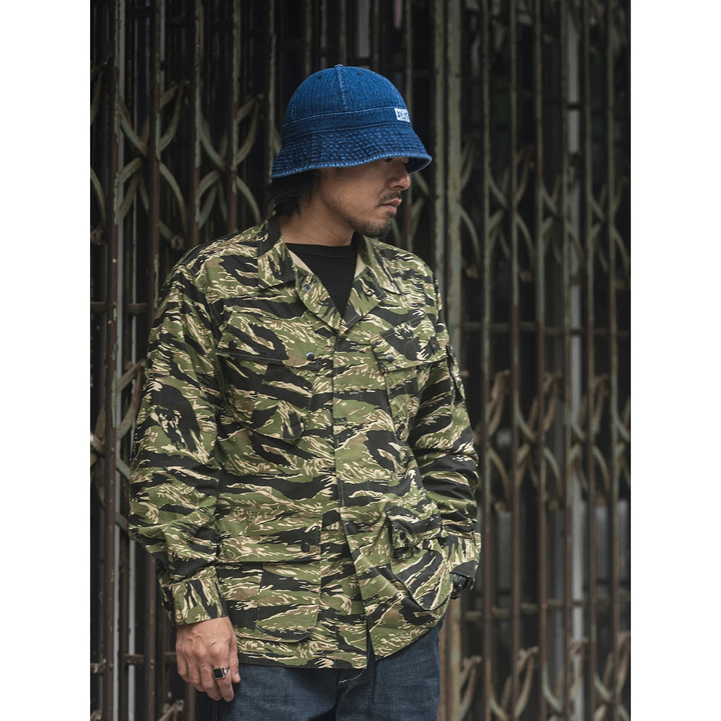 New Denim Fishbone Herringbone Washed Fisherman Hat Blue Dome Fishing Basin Bucket Hat