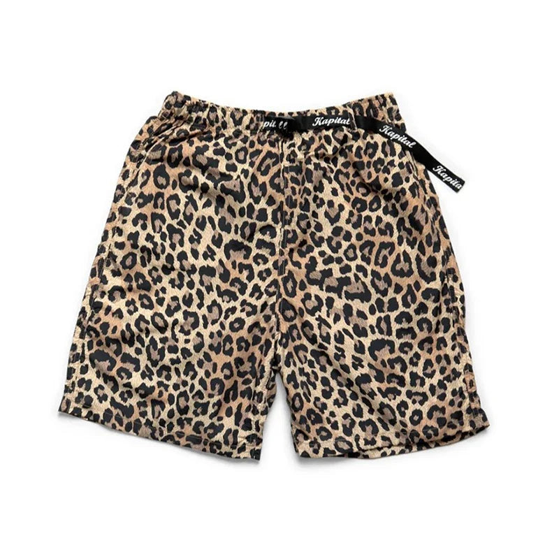 21SS KAPITAL Hirata Hirosu Dry Leopard Print Japanese Nylon Loose Men's and Women's Casual Shorts