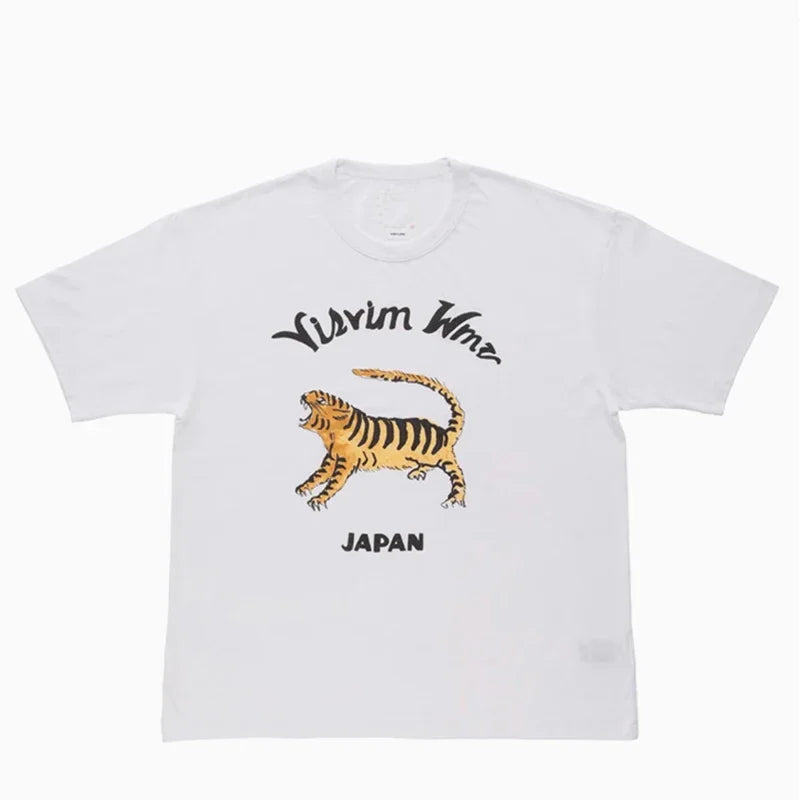 24SS TORA Japanese Casual Tops Long Staple Cotton Tiger Letter Printed Short Sleeved T-shirt for Men
