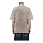 24SS MMY Japanese Casual Pure Cotton Tees for Men Round Neck Washed Retro Printed Short Sleeved T-shirt