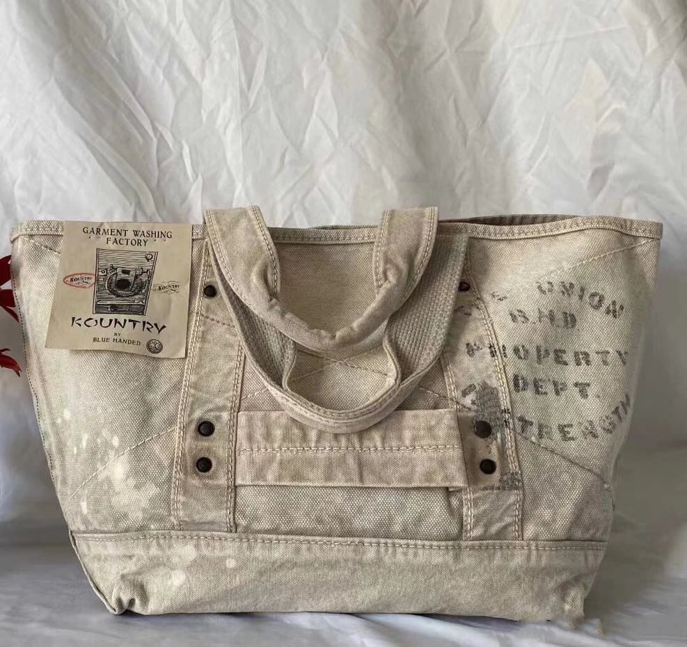 25ss KAPITAL Hirata Retro Heavy Duty Water Washed Used Men's and Women's Single Shoulder Cross Carrying Postman Tote Bag
