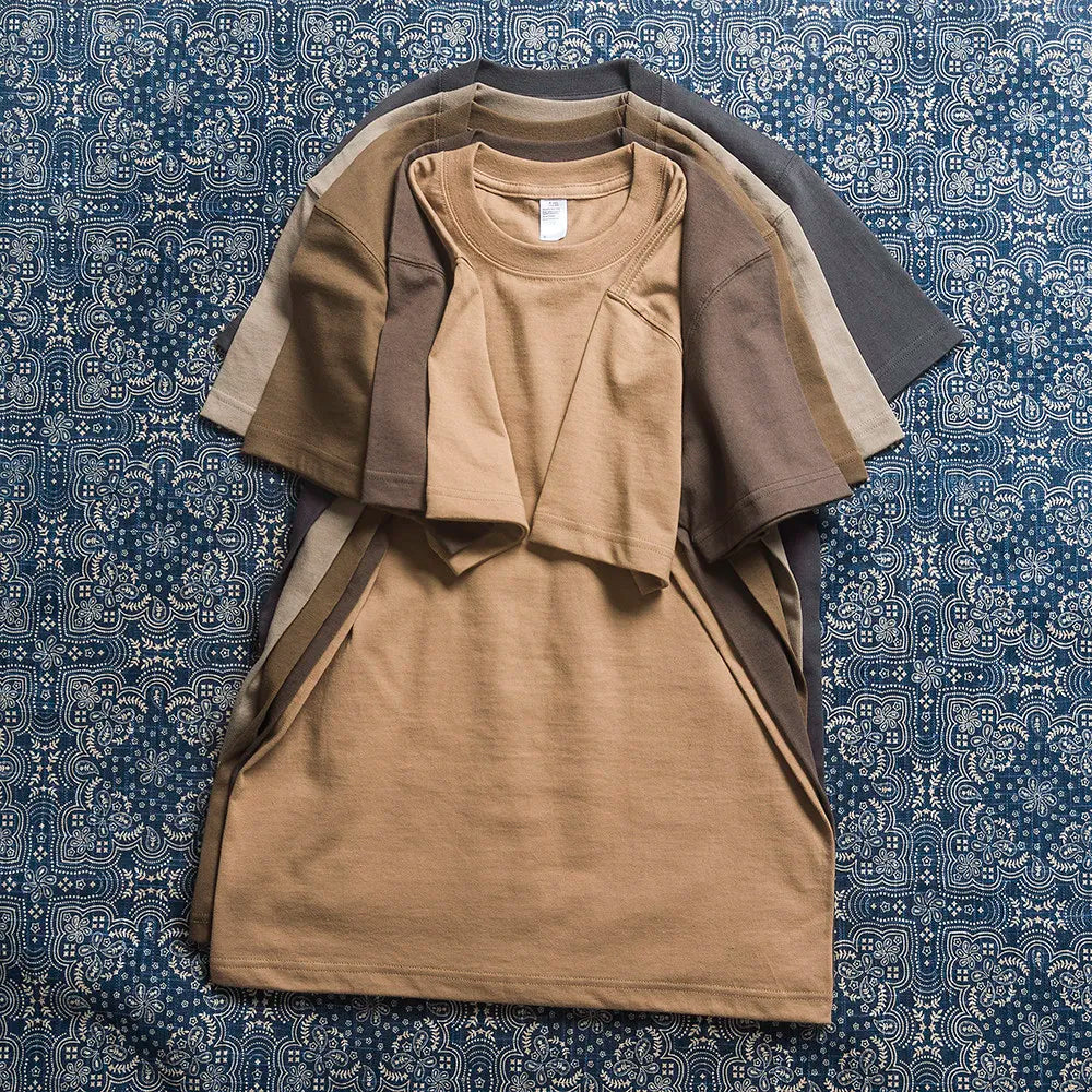 Amikaji Round Neck Men's T-shirt Seamless Pure Cotton Short Sleeved Base Tees