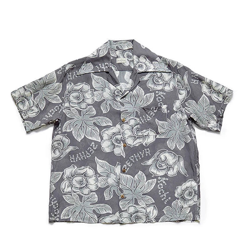 KAPITAL Hirata Kazuhiro Unisex Japanese Retro Casual Loose Letter Flower Print Short-Sleeve Shirt for Men and Women