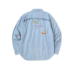 25AW KAPITAL Hirata Kazuhiro Casual Lion Flower Ten Thousand Needle Embroidery Lapel Cotton Long Lining Shirt for Men