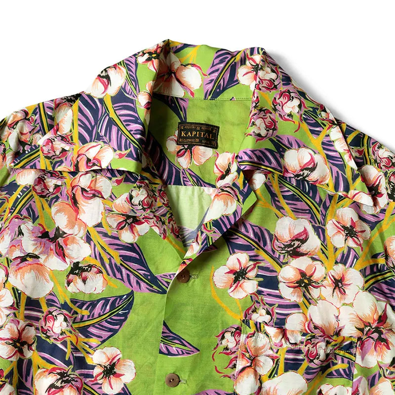 24SS KAPITAL Hirata Style Floral Print Japanese Full Printed Casual Short Sleeved Shirt for Men and Women
