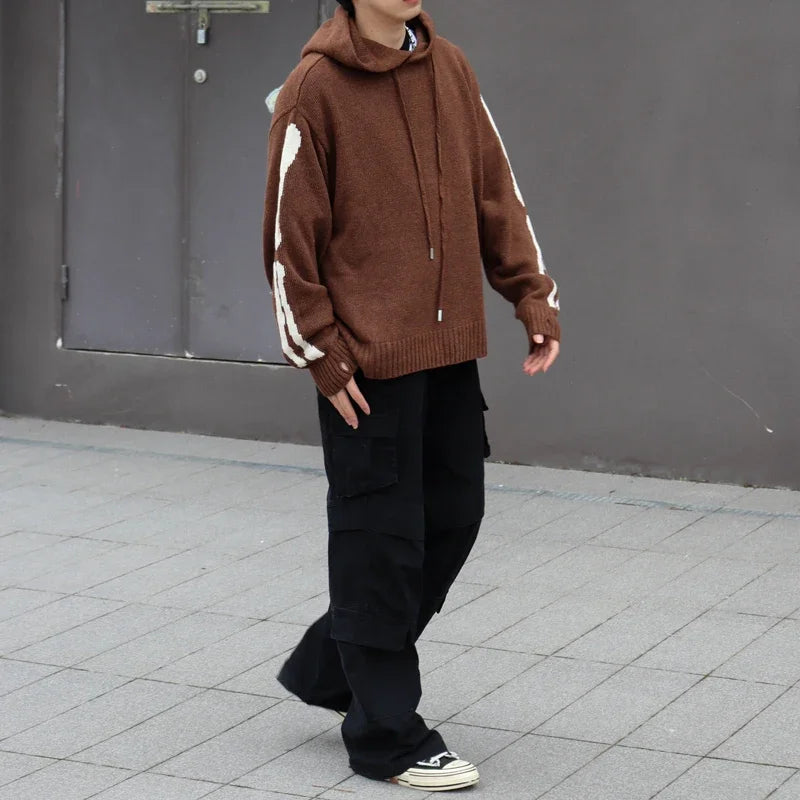 24AW KAPITAL Hirata and Hongri Hoodies  Casual Two-color Bone Embroidered Wool Hooded Knitted Sweatshirts