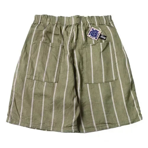 21SS KAPITAL Hirata Hiroshi Japanese Retro Trendy Cotton and Hemp Adjustable Elastic Casual Shorts Two Colors