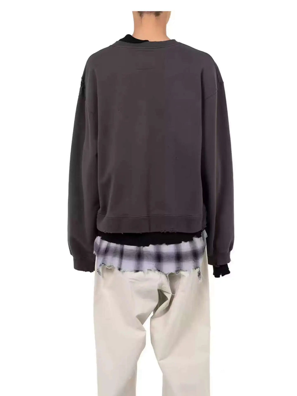 25AW MMY Japanese Washing Water Pullover Old Retro Perforated Layered Round Neck Sweatshirts