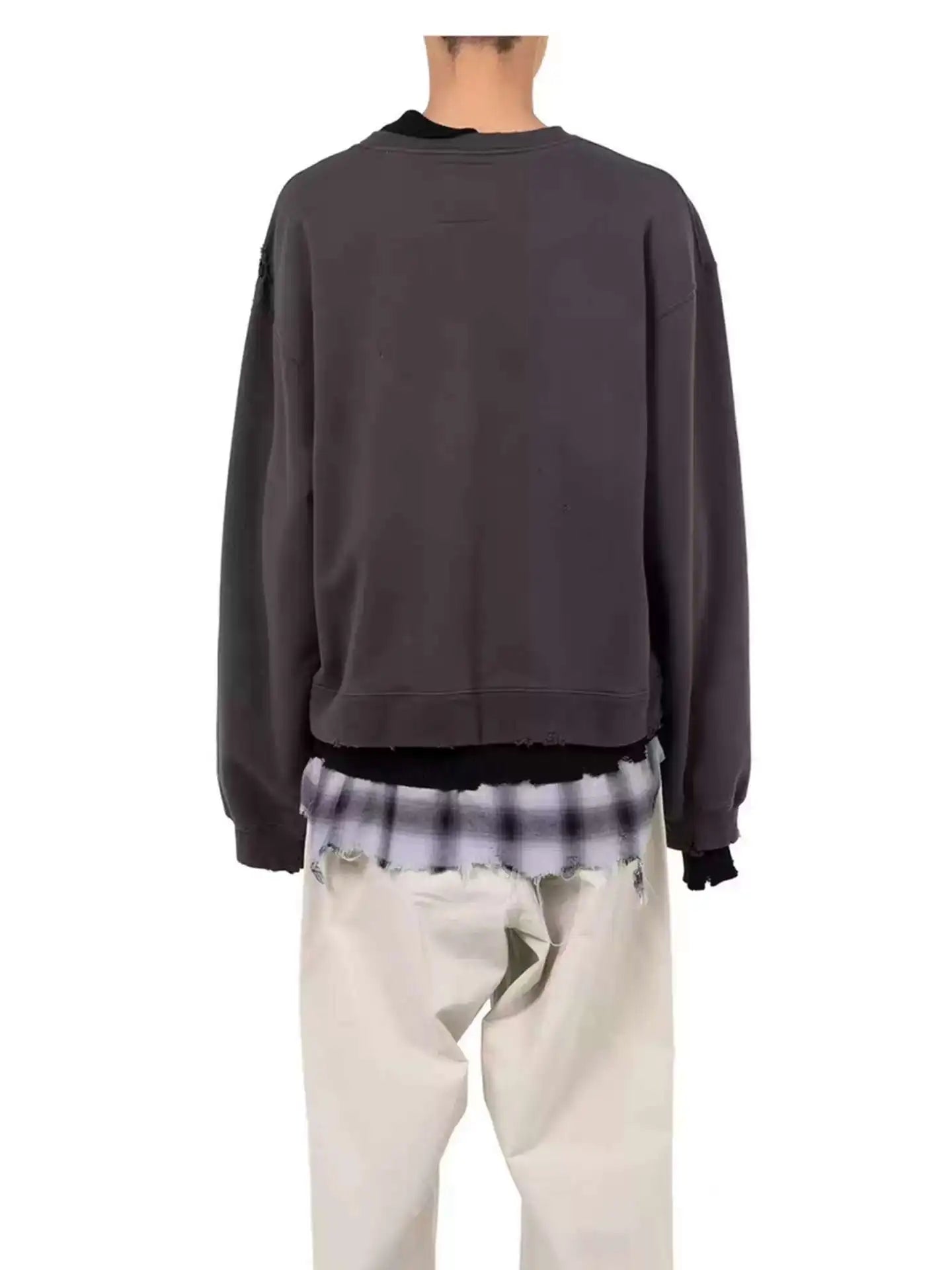 25AW MMY Japanese Washing Water Pullover Old Retro Perforated Layered Round Neck Sweatshirts