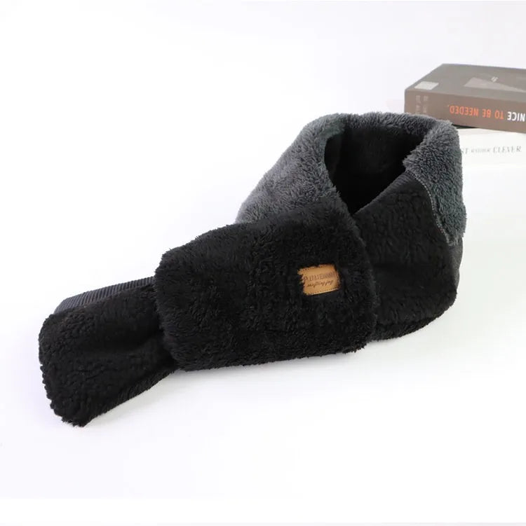 Japanese Autumn Winter Men's and Women's Scarves Velvet Thickened Warm Cross Scarf Color Blocked Outdoor Windproof Neck Cover