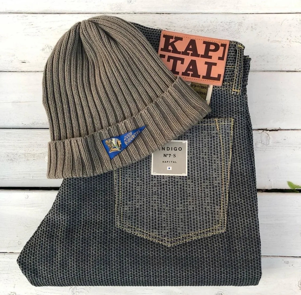 KAPITAL 21AW Hirata Kazuhiro Two Color Men's and Women's Japanese Wax Printing Triangle Flag Knitted Cold Hat