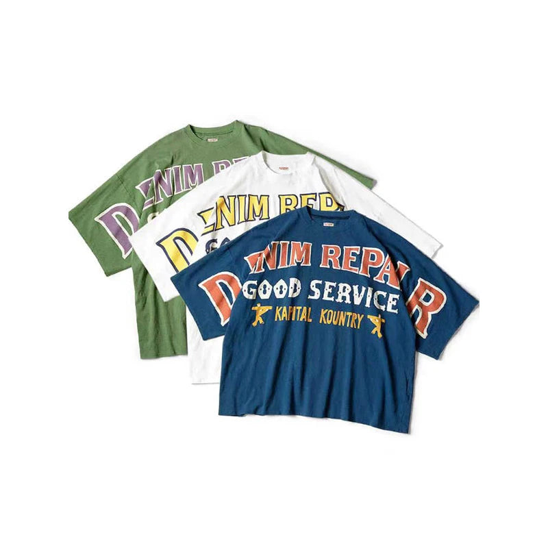 KAPITAL Hirata Japanese Men's and Women's Three-color Letter Printed Loose Casual Round-neck Short-sleeved T-shirt