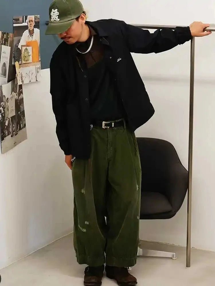 24AW Abe Run Collection Available in Two Colors Casual Trendy Vintage Men's and Women's Loose Light Core Velvet Pants