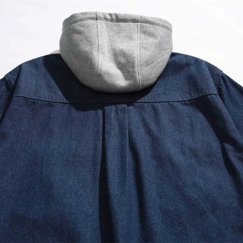 2025SS Japanese Vintage Fashion Brand Detachable Hooded Denim Coat  Men's Multi Pocket Shirt Jacket