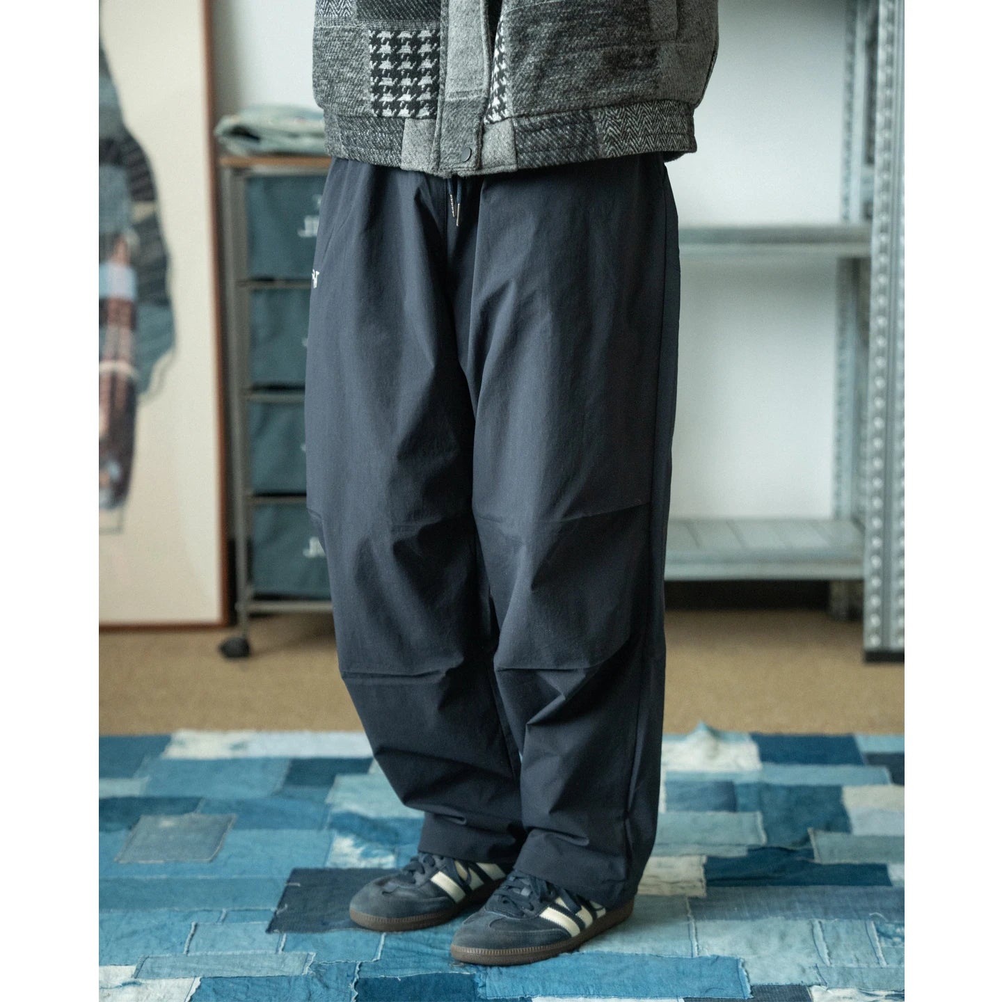 Simple Casual Style Work Pants for Men Loose Straight Leg Wide Leg Elastic Waistband Drawstring Quick Drying Sports Pants