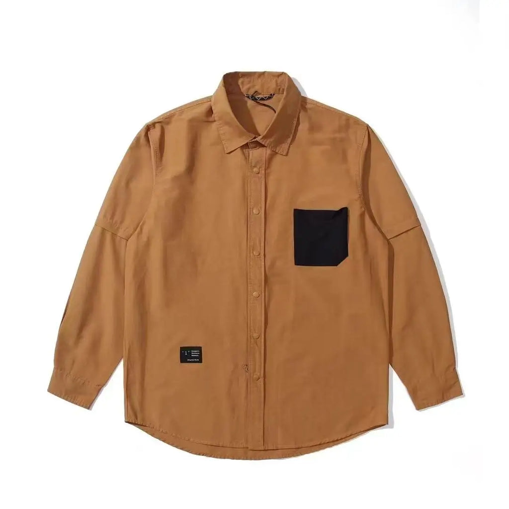 Japanese Retro Detachable Multifunctional Outdoor Three in One Windproof and Waterproof  Long Sleeved Shirt Men's Jacket