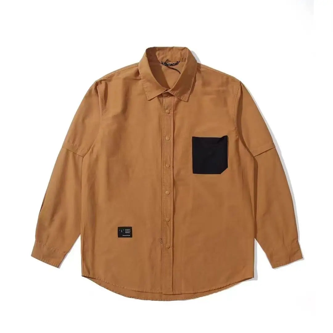 Japanese Retro Detachable Multifunctional Outdoor Three in One Windproof and Waterproof  Long Sleeved Shirt Men's Jacket