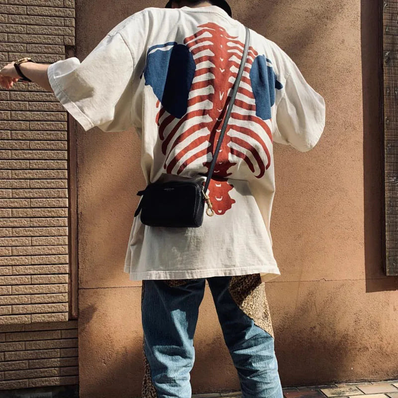 New Arrival KAPITAL Bone Hot Selling Skeleton Loose Short Sleeved Oversized T-Shirts for Men and Women