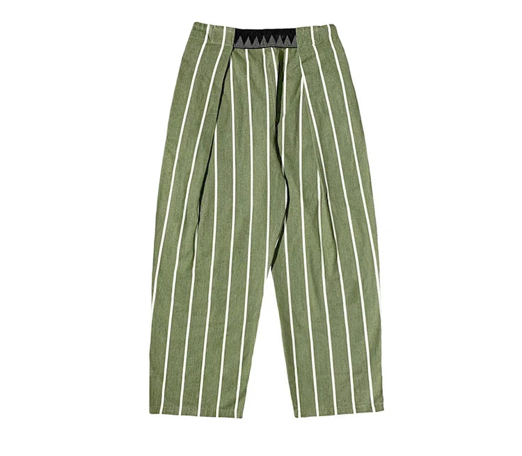 KAPITAL Hirata and Hongri Retro Washed Men's Women's Spring Autumn Striped Loose Casual Wide Leg Pants