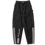 Japanese Retro Double Knee Patch with Ethnic Style Cashew Flower Patch Patchwork Jeans for Men and Women's Fashion Pants