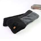 Japanese Autumn Winter Men's and Women's Scarves Velvet Thickened Warm Cross Scarf Color Blocked Outdoor Windproof Neck Cover