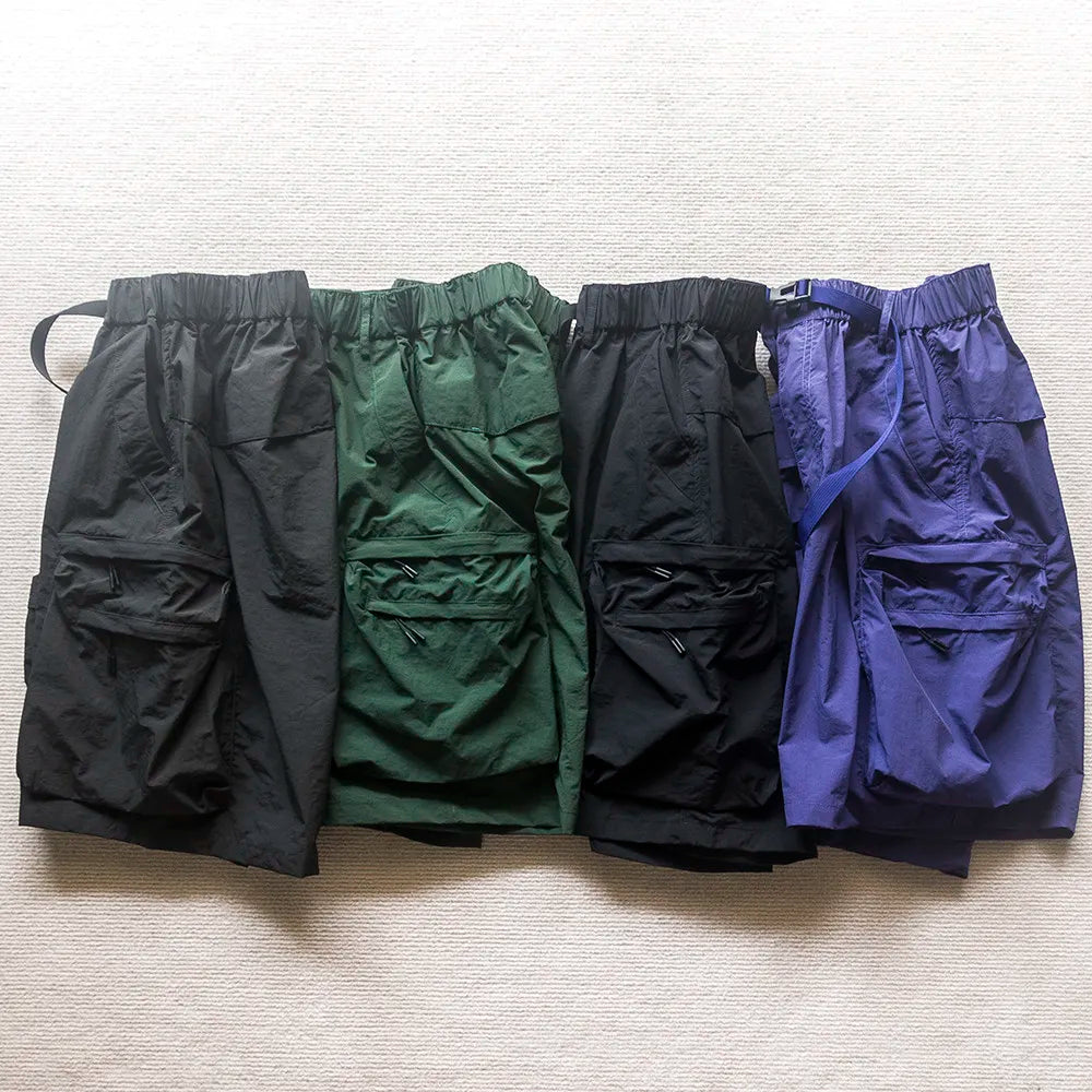 Japanese Outdoor Multi Pocket Workwear Shorts Summer Loose Lightweight Quick Drying Nylon Functional Casual Pants