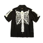 25SS Kapital Hirata Kazuhiro's Japanese Retro Bone Print Unisex Loose Short Sleeved T-shirt for Men