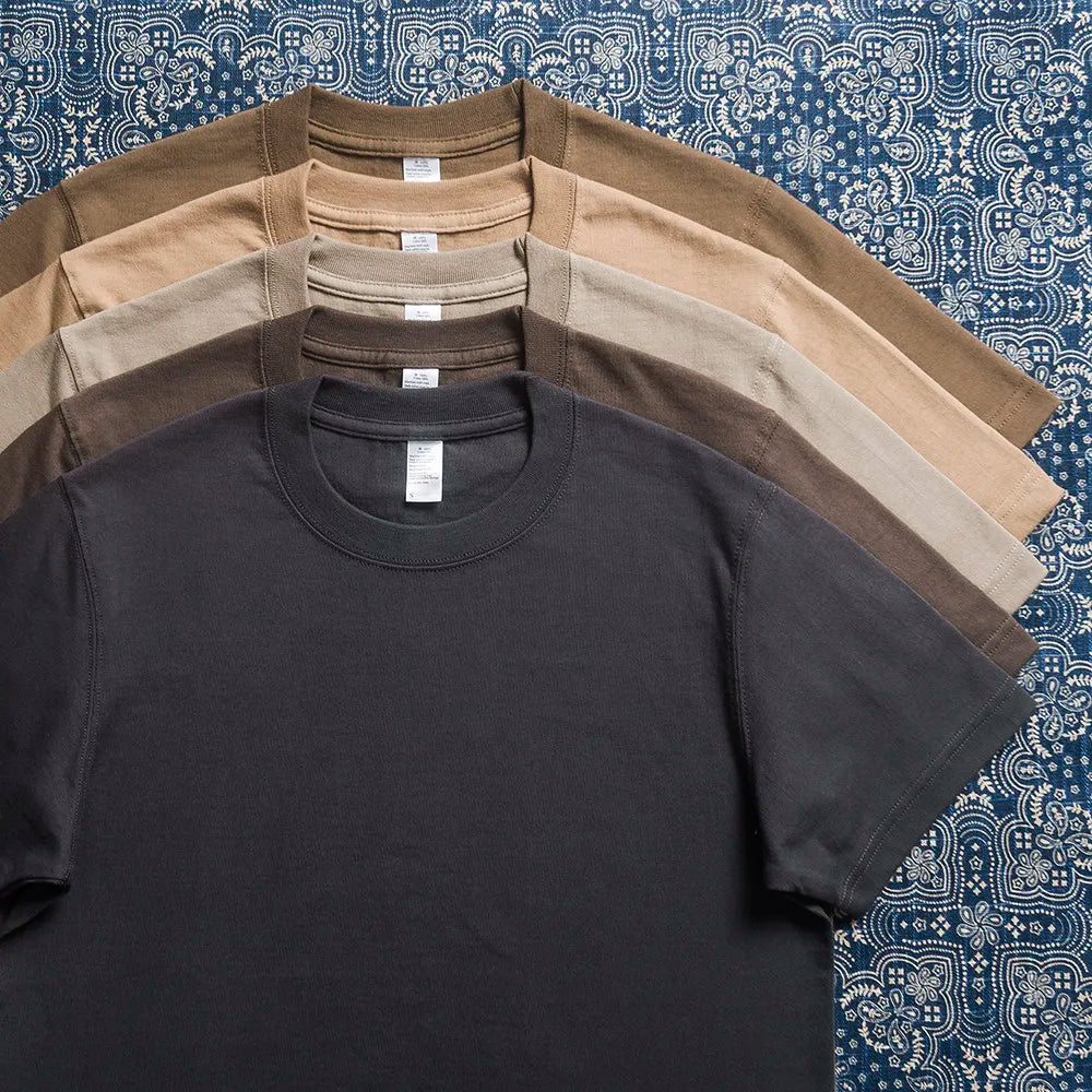 Amikaji Round Neck Men's T-shirt Seamless Pure Cotton Short Sleeved Base Tees