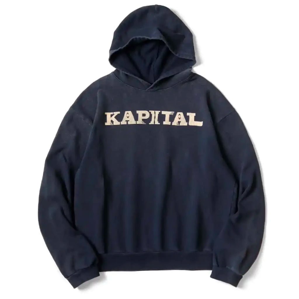 24AW KAPITAL Hirata Kazuhiro Casual Cotton Hoodies Warm Letter Printed Distress Hooded Men Sweatshirt