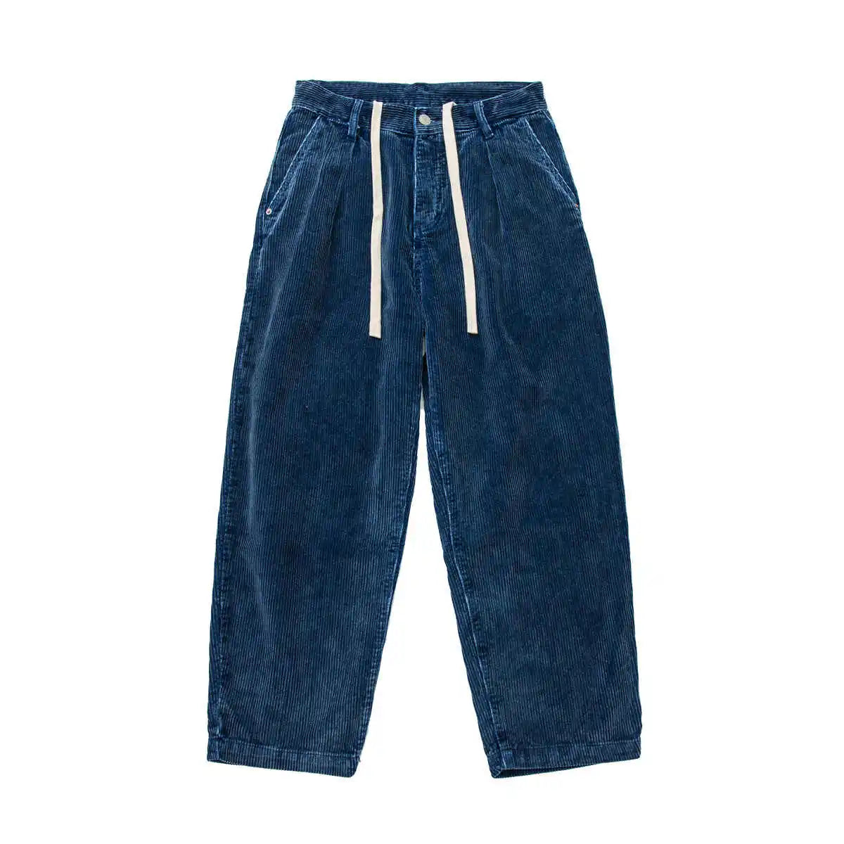 Vintage Blue Dyed Indigo Textured Casual Pants High Gram Heavy Fleece Trousers for Men Non Kapital