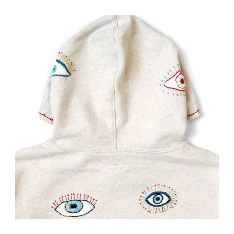 25SS New Arrival KAPITAL Hirata and Hongri Casual Eyes Fun Embroidery Cotton Loose Hooded Sweatshirt