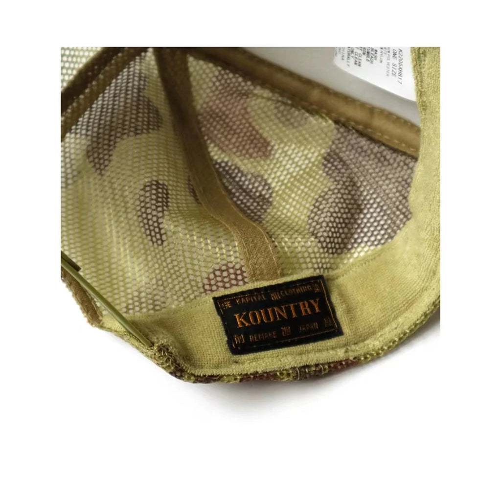 New Japan 22AW KAPITAL Hirata Kazuhiro Camo Foam Printed Mesh Breathable Splicing Baseball Hat for Men and Women Caps