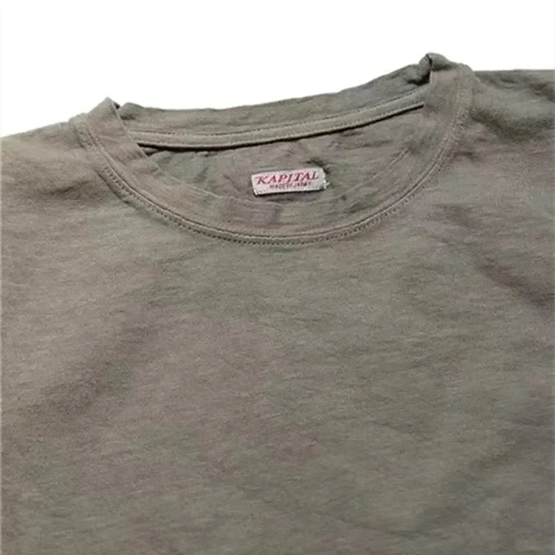 KAPITAL Hirata Hohiro Batik Embroidery Japanese Fashion Men's and Women's Loose Round Neck T-shirt Short Sleeve Summer Tees