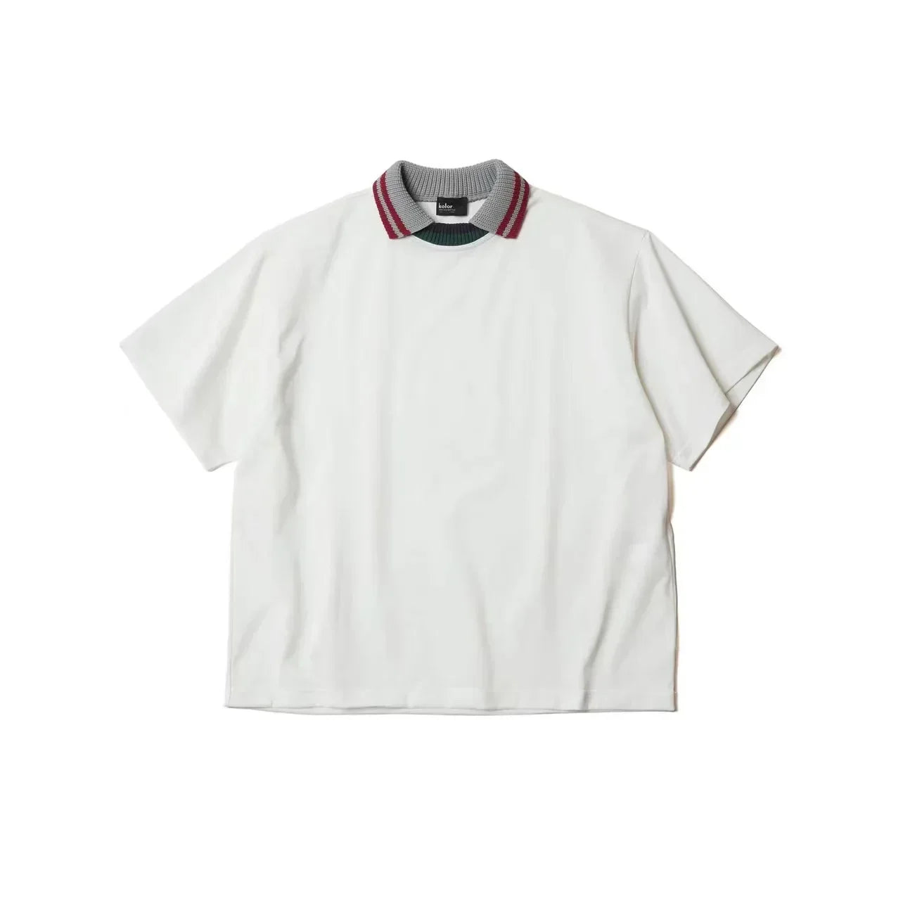 22SS KOLOR Abe Runyi Three Color Japanese Stitching Thread Neckline Cotton Loose Round Neck Short Sleeved T-shirt for Men