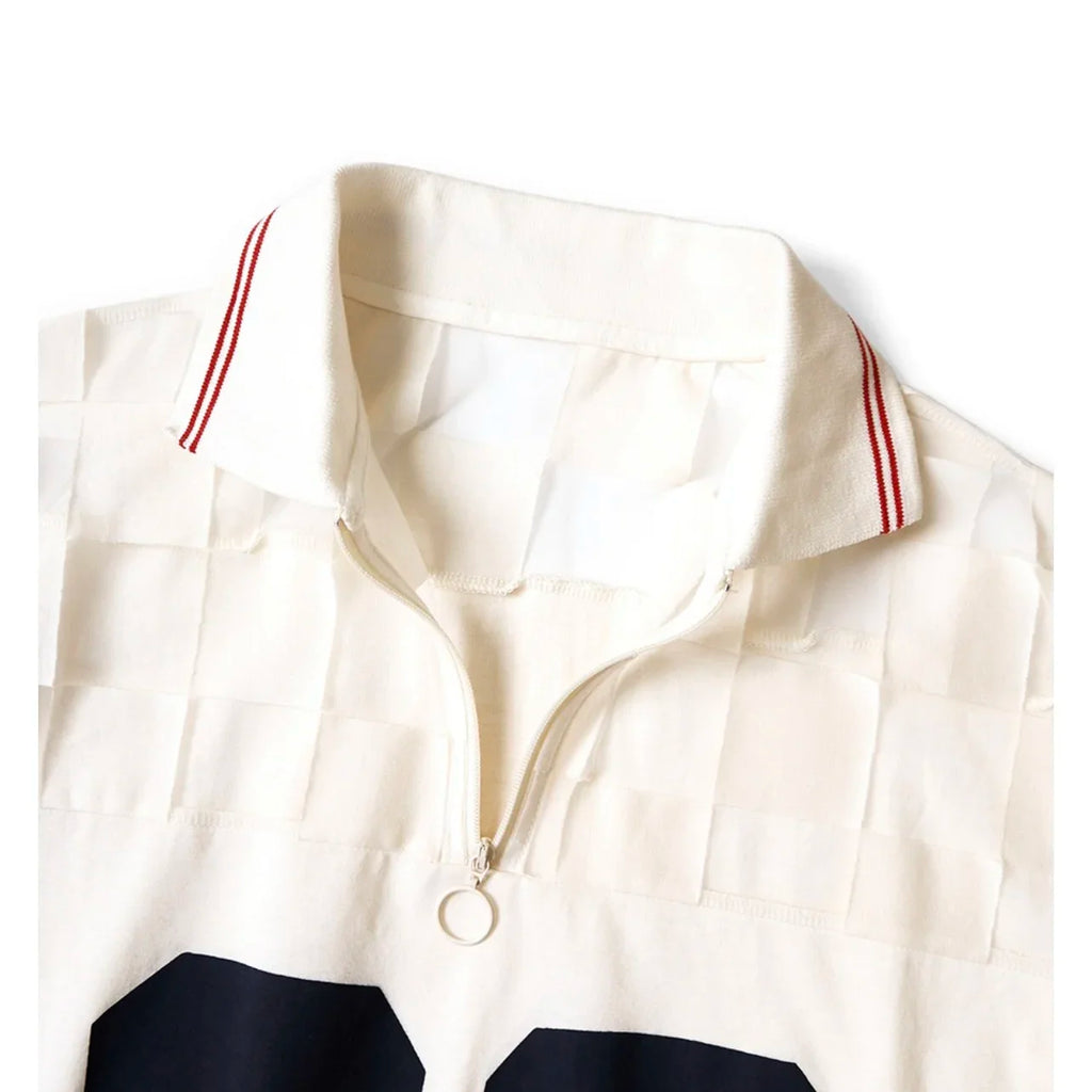 24SS KAPITAL Hirata and Hiroshi Casual Breathable Plaid Half Zippered T-Shirts for Men Japan Style