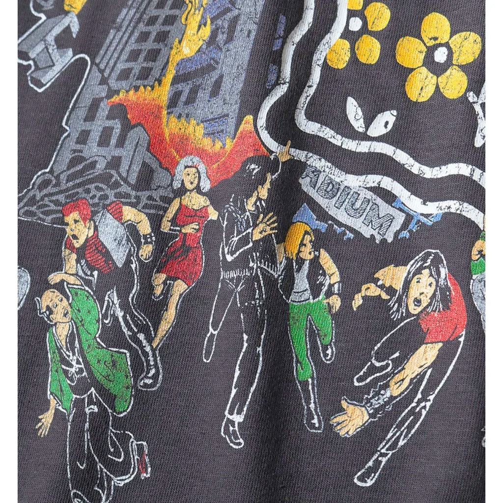 24SS KAPITAL Hirata and Hiroshi Japan Style T-Shirts Wax Dyed Washed Distressed Cracked Fun Printed Round Neck Loose Fitting T