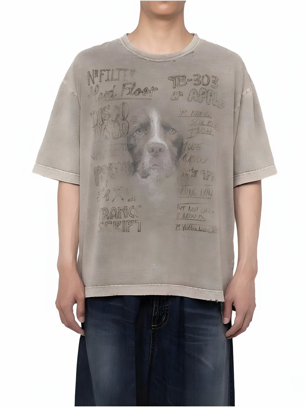 24SS MMY Japanese Casual Pure Cotton Tees for Men Round Neck Washed Retro Printed Short Sleeved T-shirt