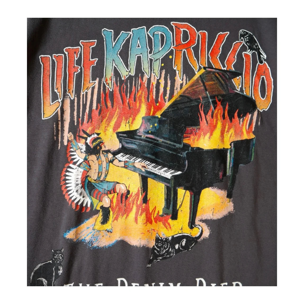 25SS KAPITAL Hirata and Hongri Casual Piano Print Tops Washed Round Neck Short Sleeved T-shirt