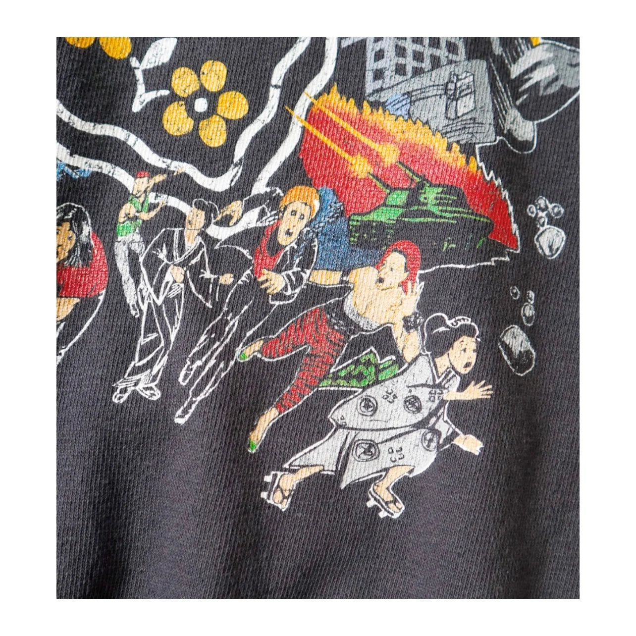 25AW KAPITAL Hirata Kazuhiro Vintage Cotton and Velvet Washed Water Used Fun Printed Hoodie for Men