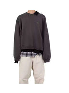 25AW MMY Japanese Washing Water Pullover Old Retro Perforated Layered Round Neck Sweatshirts
