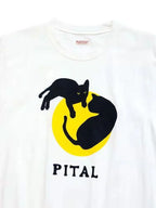 KAPITAL Hirata Hiroshi printed Black Cat and Moon Blue Dyed Short Sleeved T-shirt Women Men Summer Tops